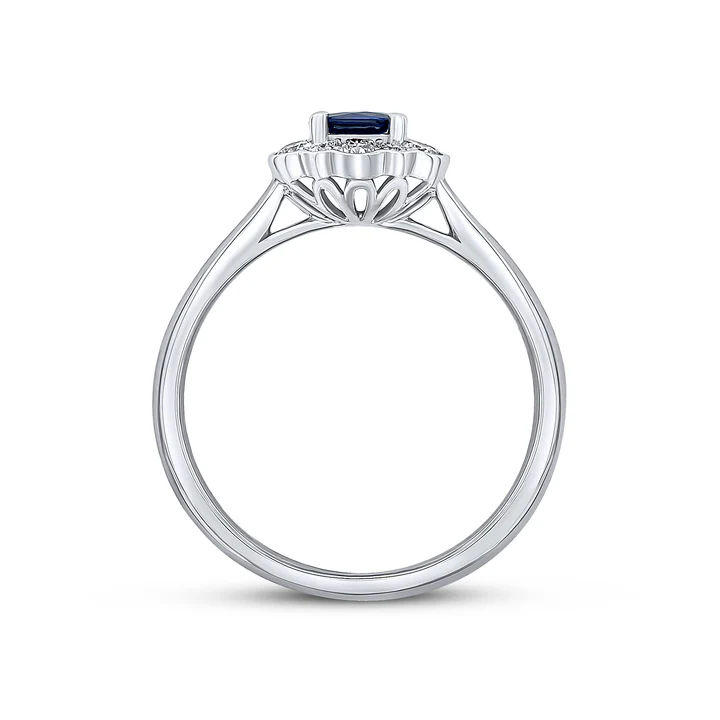 18ct White Gold Sapphire And Diamond Cluster Ring 18465