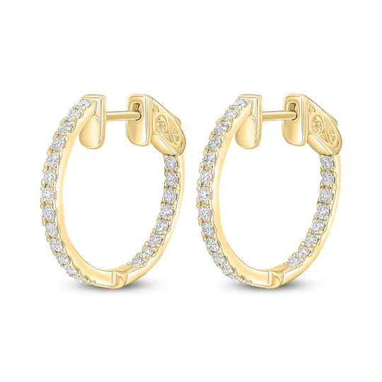 18ct Yellow Gold Diamond Hoop Earrings 16275