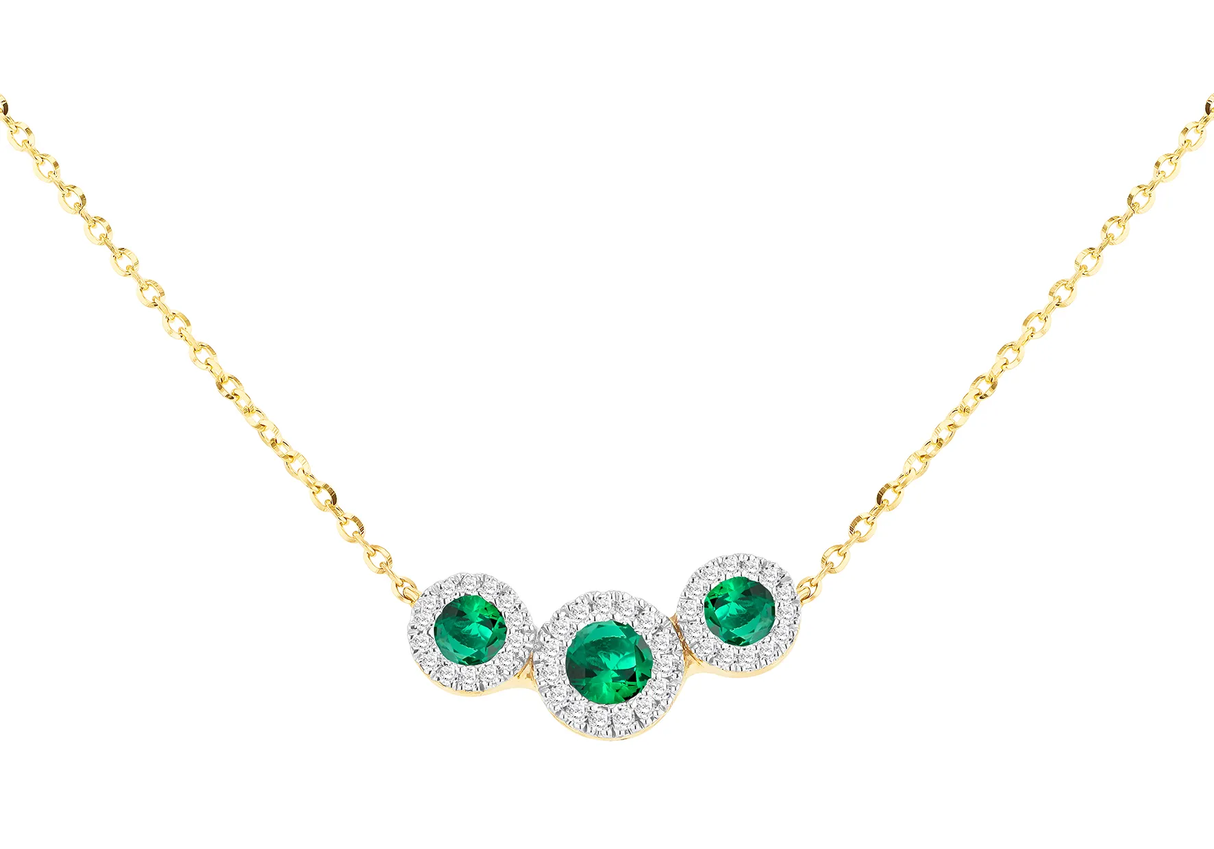 9ct Yellow Gold Diamond And Synthetic Emerald Pendant Dia .10ct