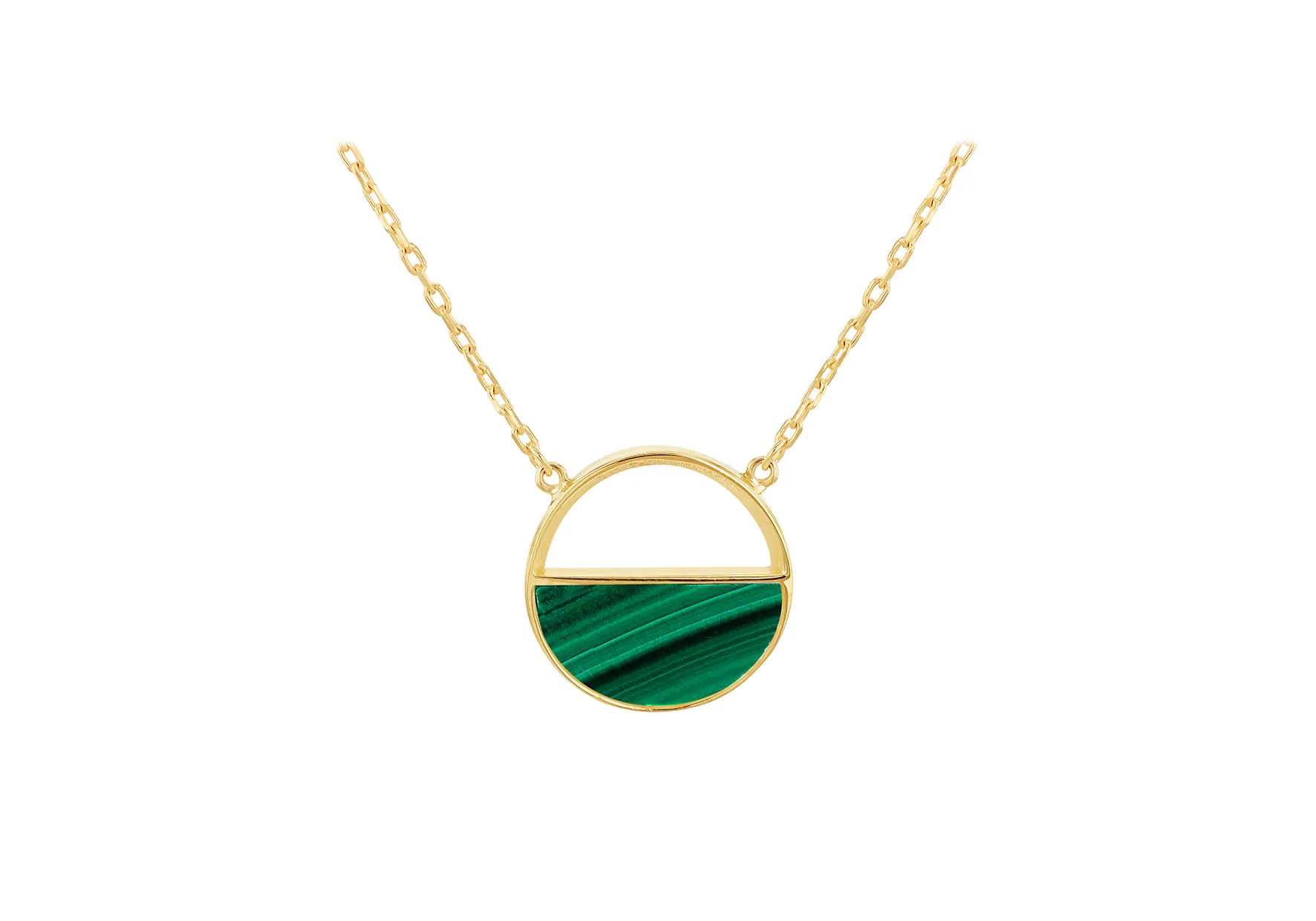9ct Malachite Half Circle Pendant