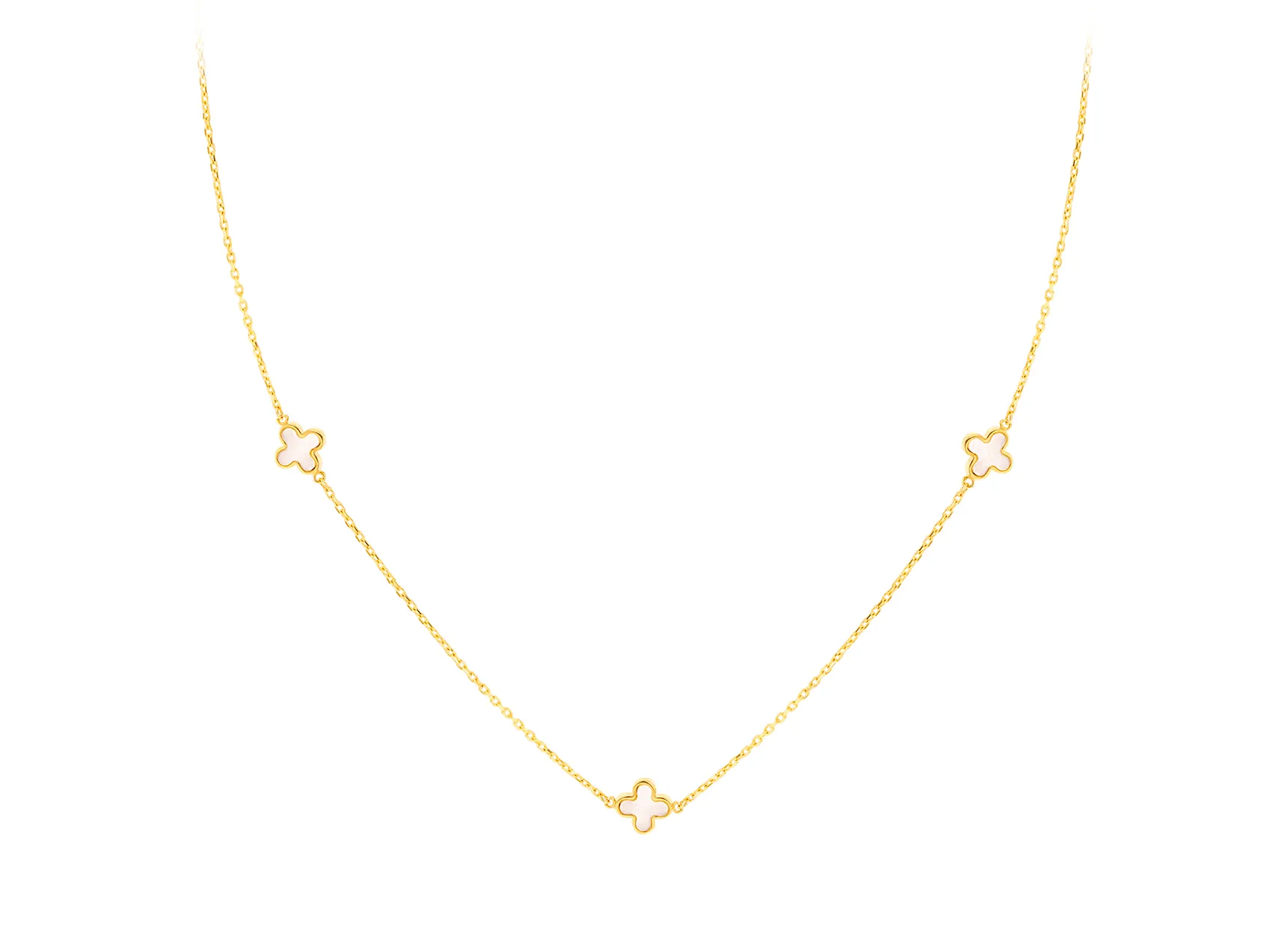 9ct Yellow Gold Mother Of Pearl Petal Necklace 16629