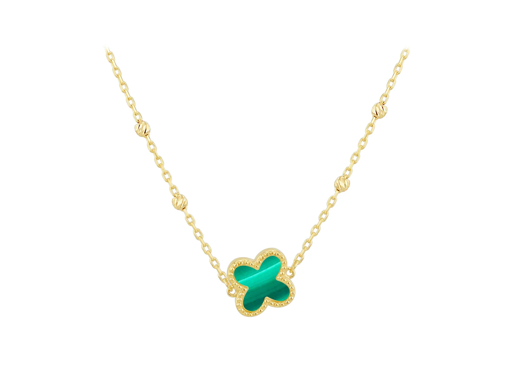 9ct Yellow Gold Malachite Petal Dc Ball Pendant