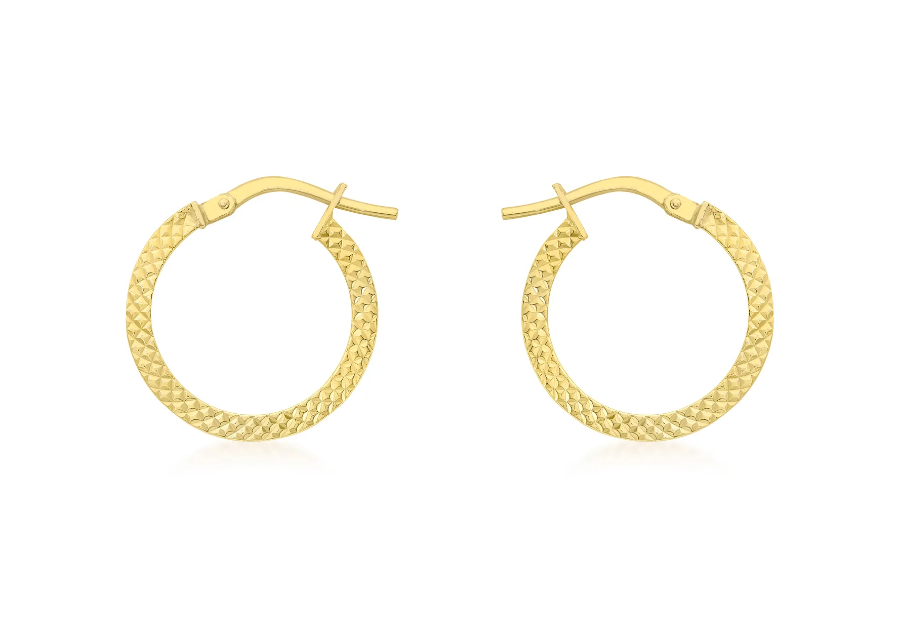 9ct Yellow Gold 15mm Cobra Hoop Earings 19017