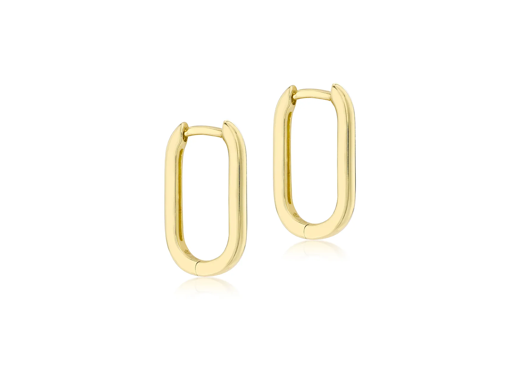 9ct Rectangular Medium Hoop Earrings