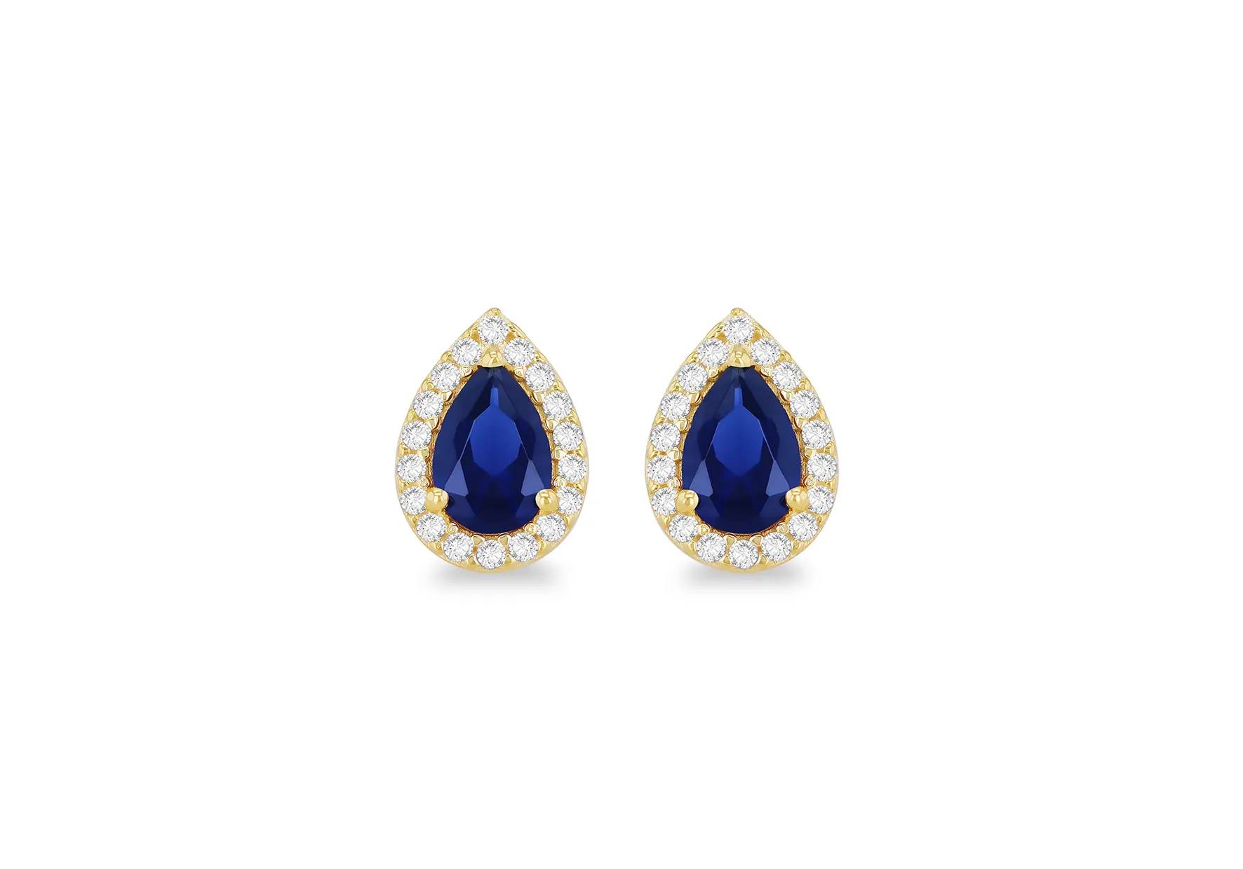 9ct Cz Blue White Teardrop Studs