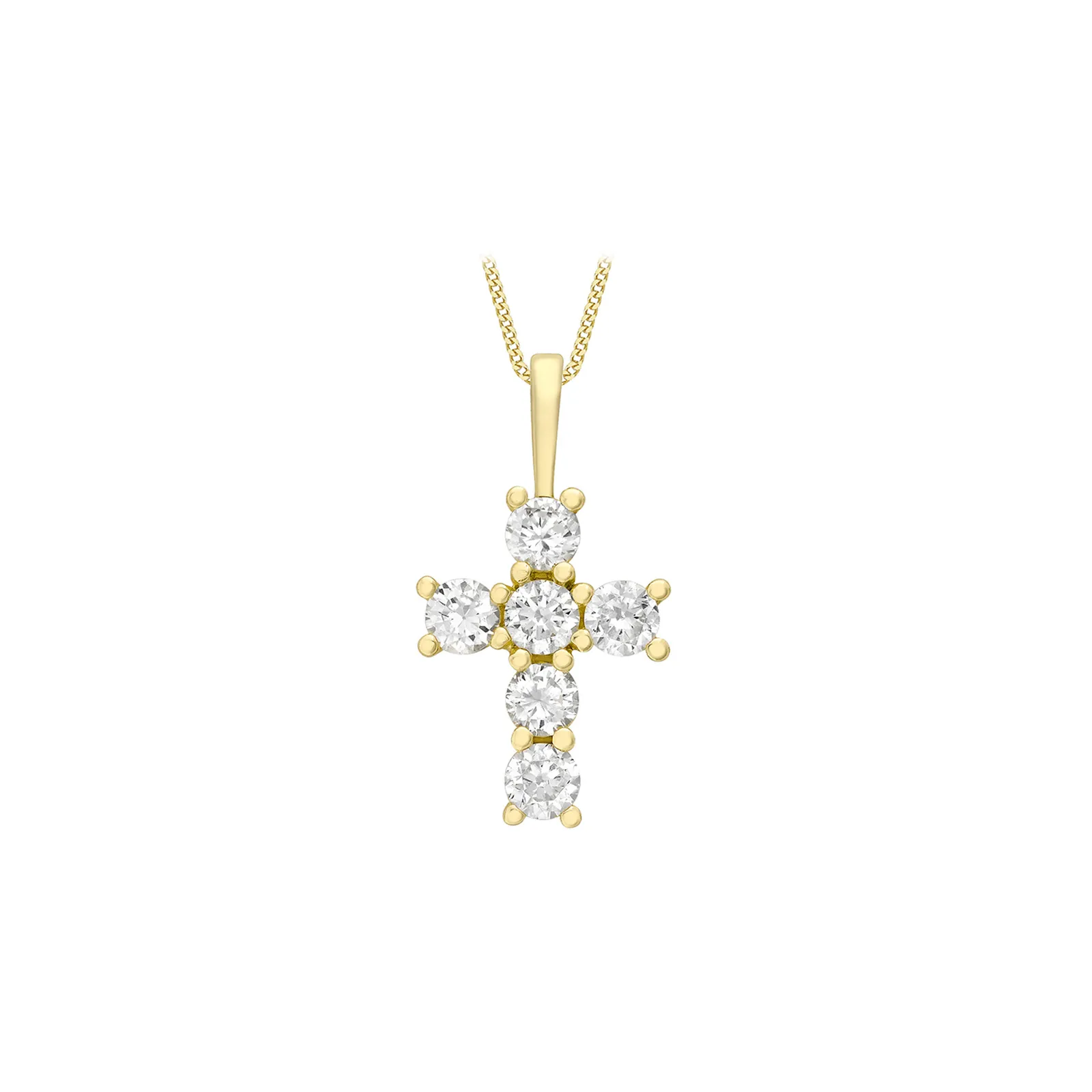 9ct Yellow Gold Cz 9mm X 17mm Cross Pendant 