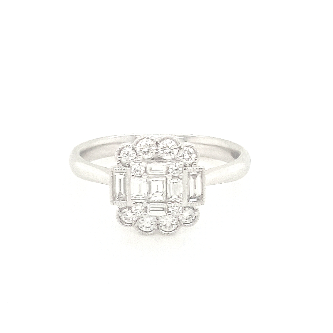 18ct White Gold Art Deco Style Ring 11089