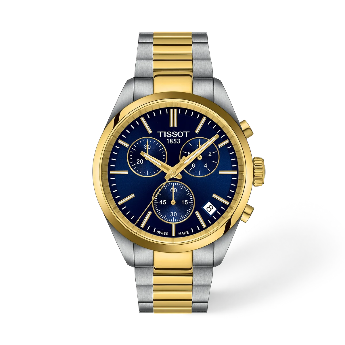 Tissot Pr 100 40mm Two Tone Chronograph With Blue Dial T1504172204100