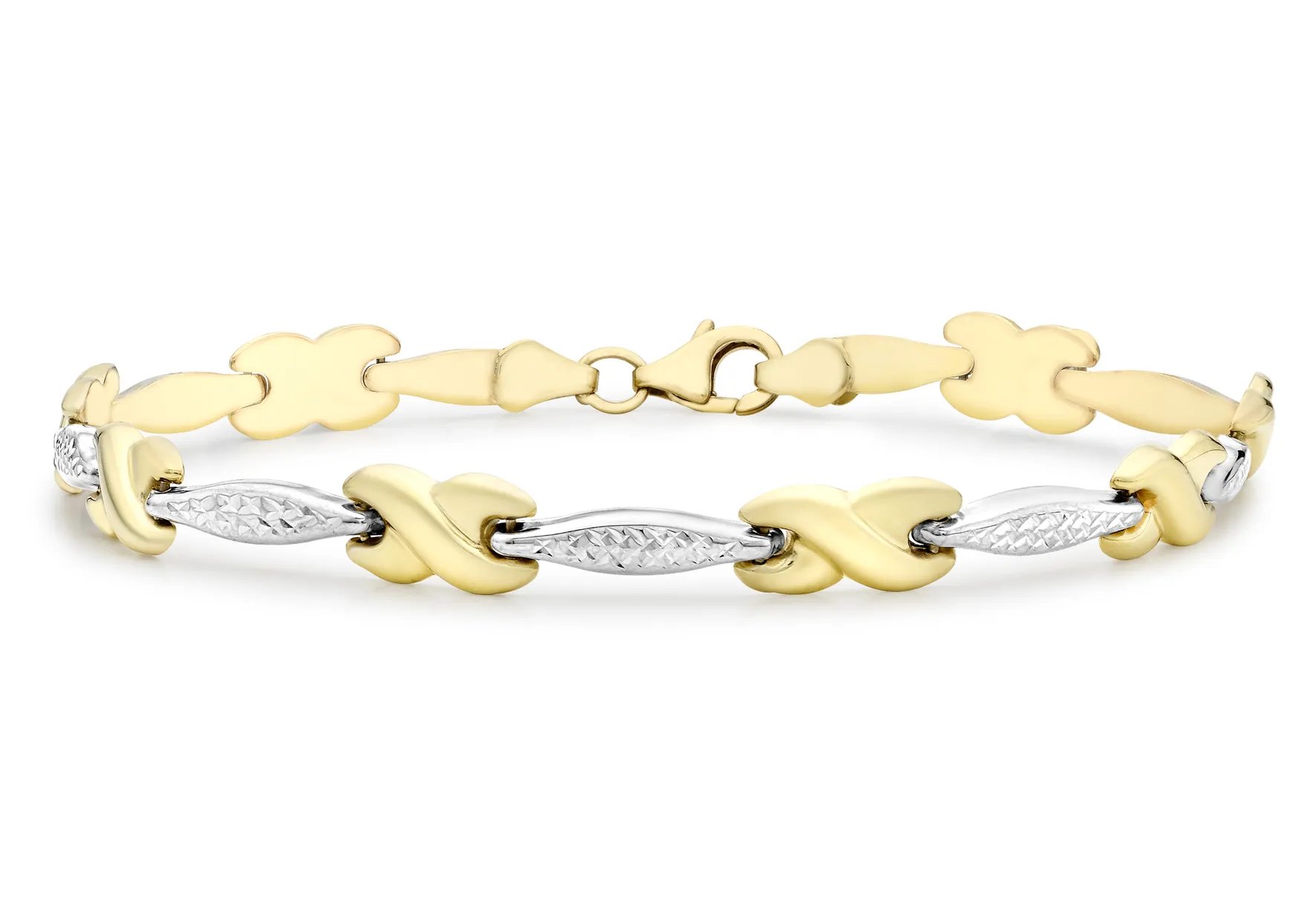 9ct Two Tone Kiss Bracelet