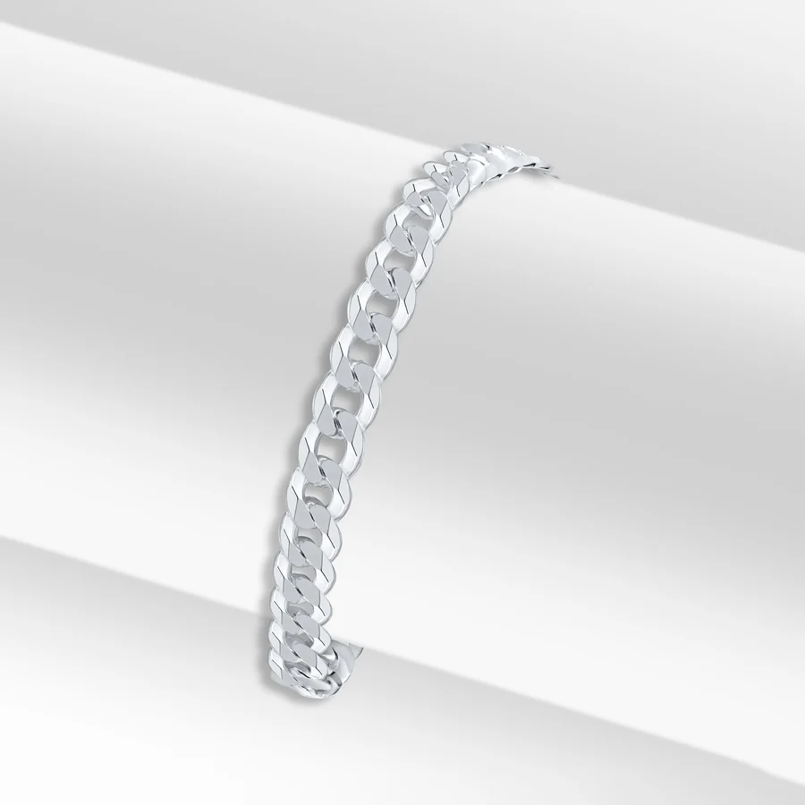 Sterling Silver 8' Gents Curb Bracelet