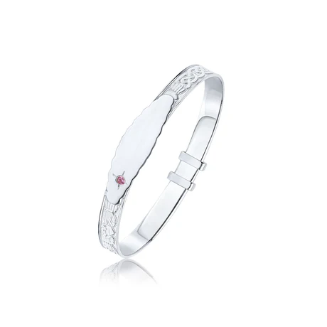 Sterling Silver Pink Cz Claddagh Baby Bangle 16356