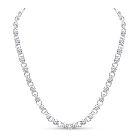 Sterling Silver 8mm Handmade Circle Belt Link Chain
