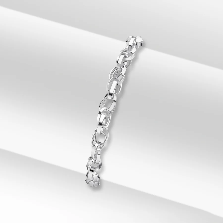 Sterling Silver Handmade Multi Oval Link Chain Bracelet 7.5'