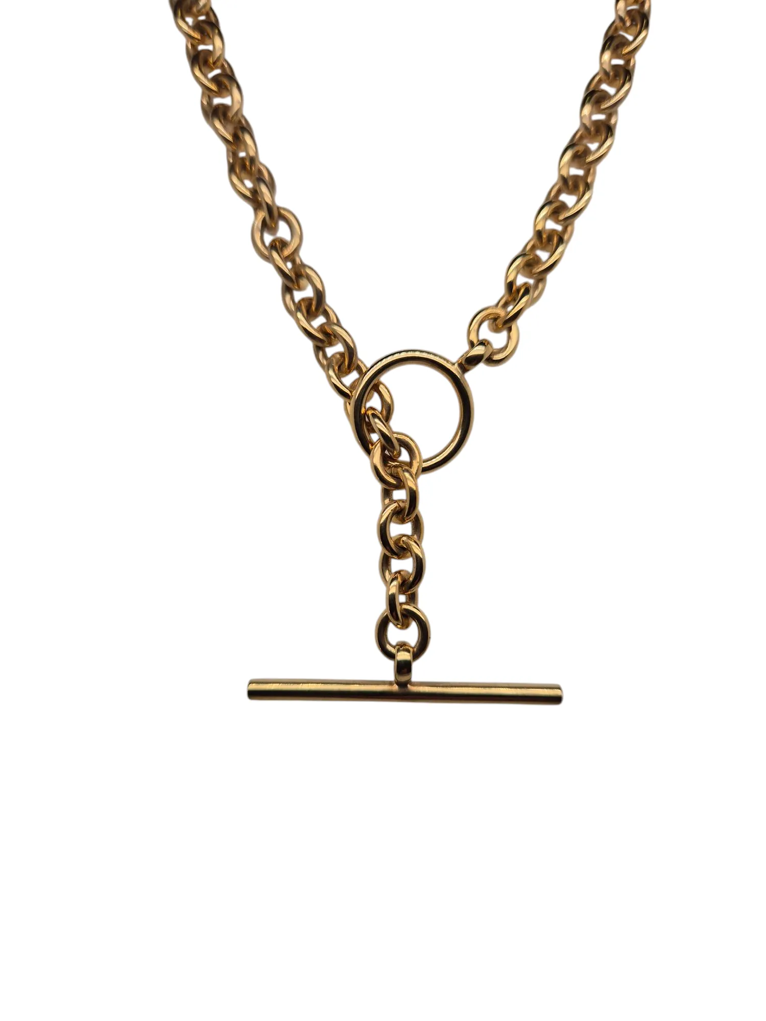 9ct Yellow Gold Handmade Cable T Bar Necklace