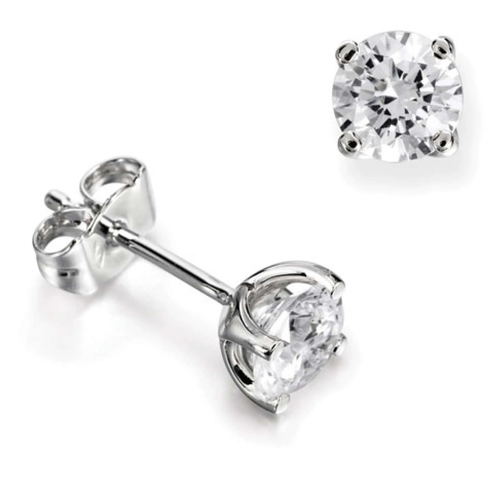 Platinum Round Brilliant Cut Natural Diamond Stud Earrings .50ct