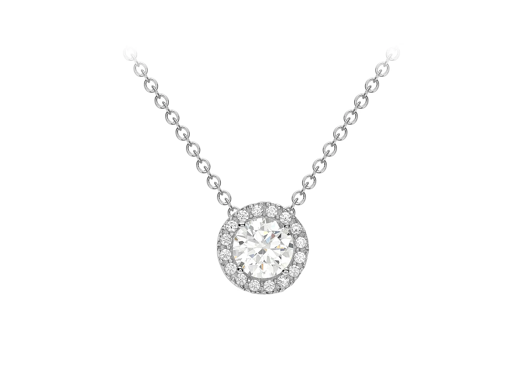 9ct White Gold Cz 7.5mm Slider Pendant 