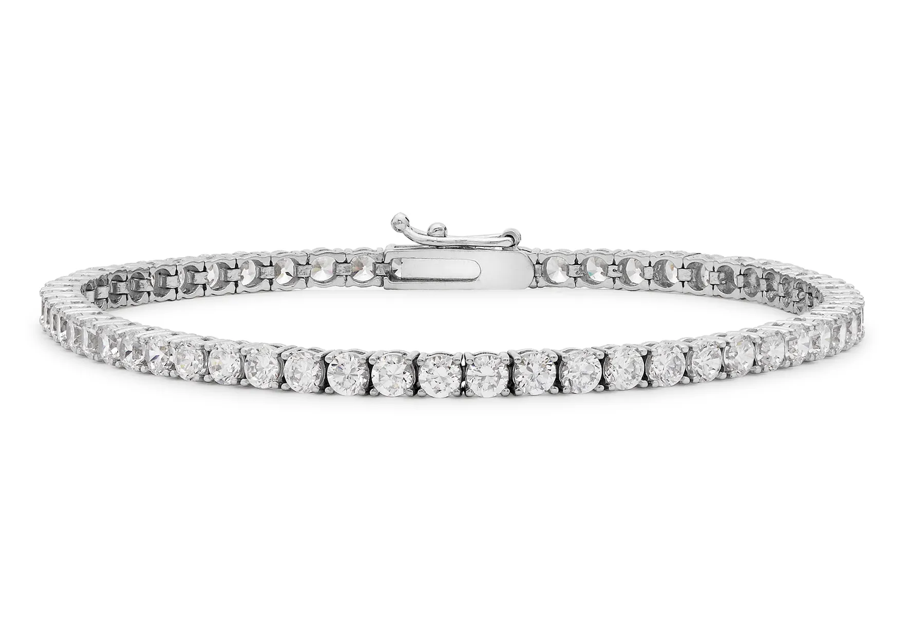 9ct White Gold 2mm Round Cz Tennis Bracelet 17272