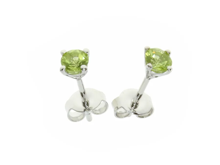 Sterling Silver 4mm Peridot Claw Set Earrings
