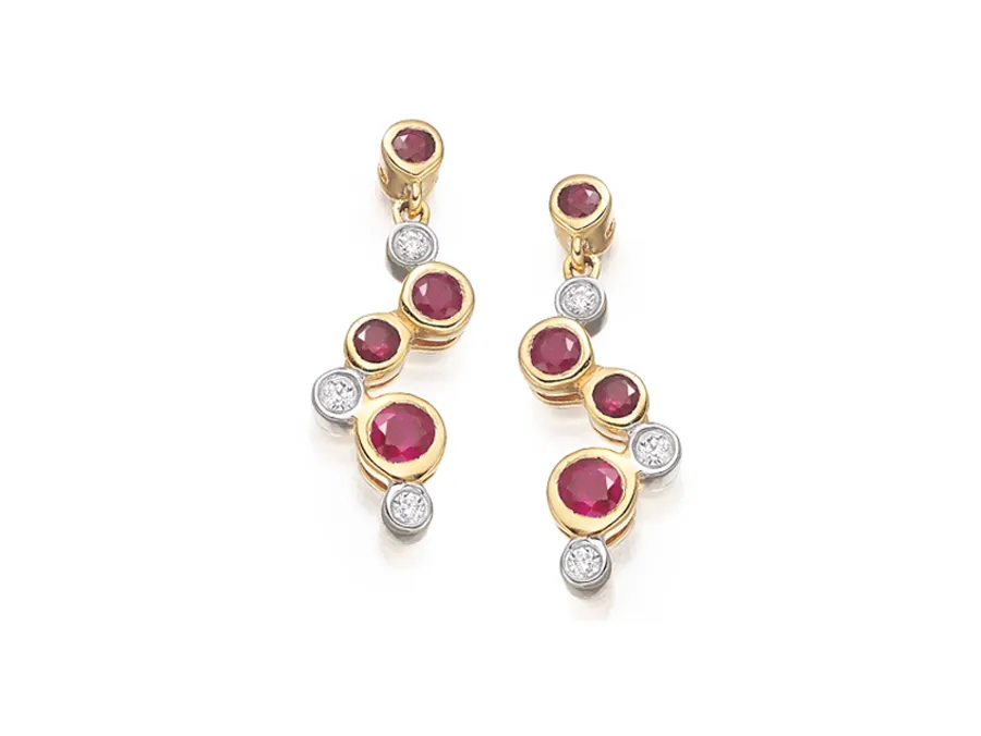 9ct Yellow Gold Opal And Diamond Drop Earrings 15992