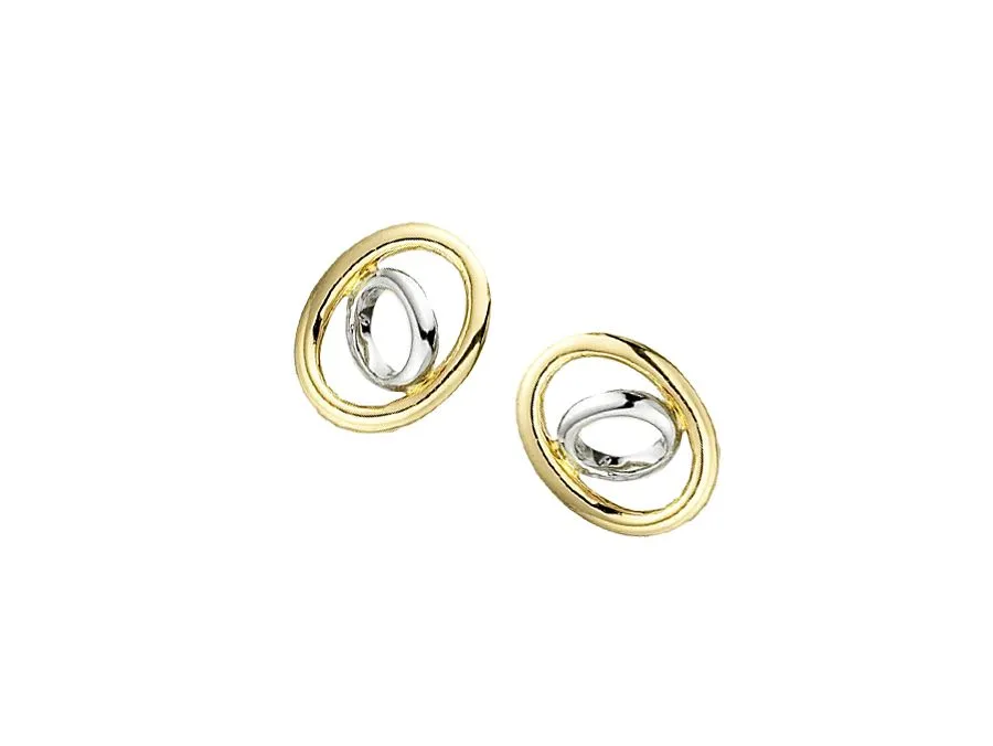 9ct Oval With Round Stud Earrings 18912