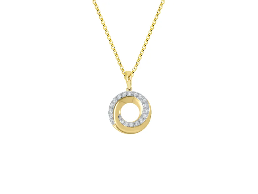 9ct Yellow Gold Diamond Swirl Pendant 11702