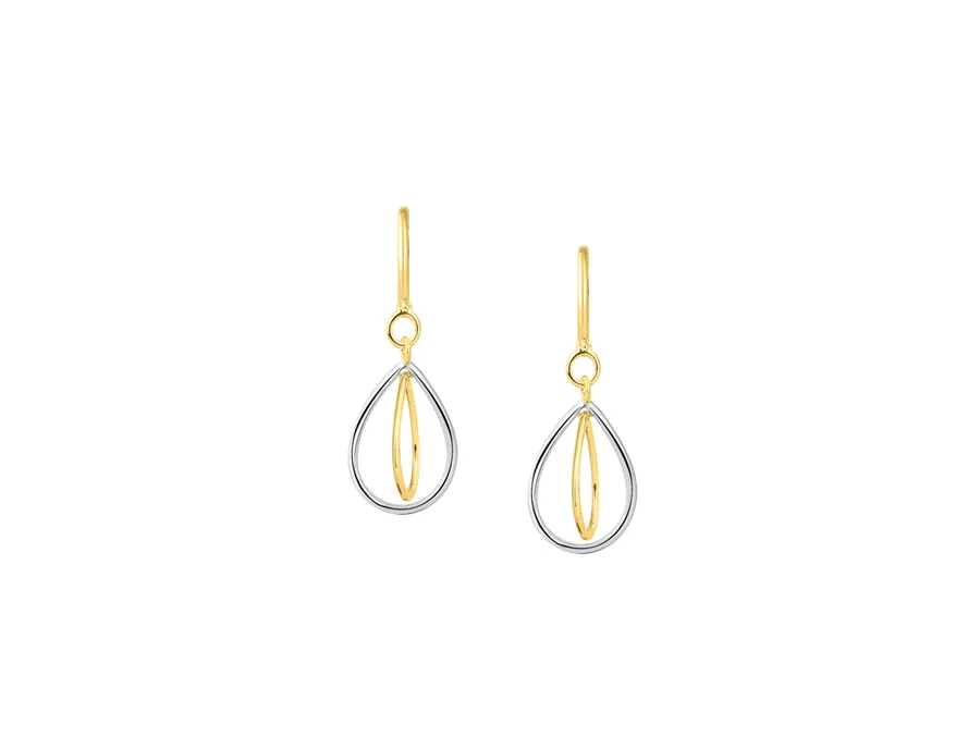 9ct Two Tone Drop Earrings