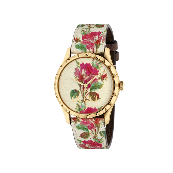 Gucci G Timeless Beige & Flower Calf Watch YA1264084