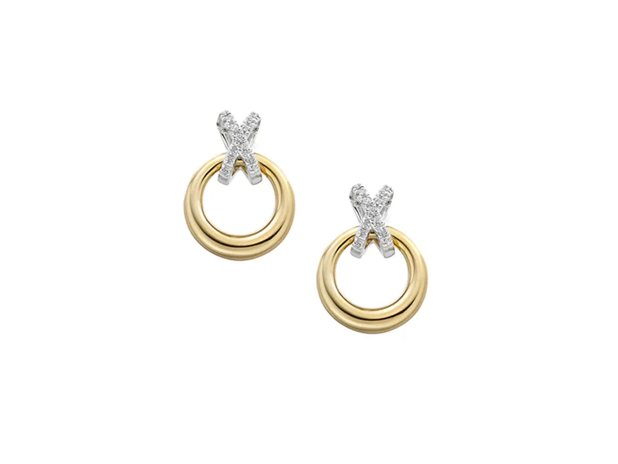 9ct Two Tone Diamond Kiss Earrings 16172