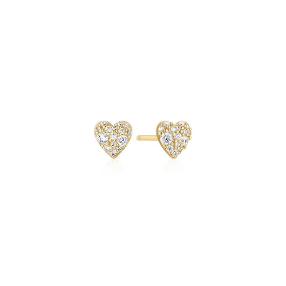 Ania Haie Gold Pave Heart Stud Earrings 