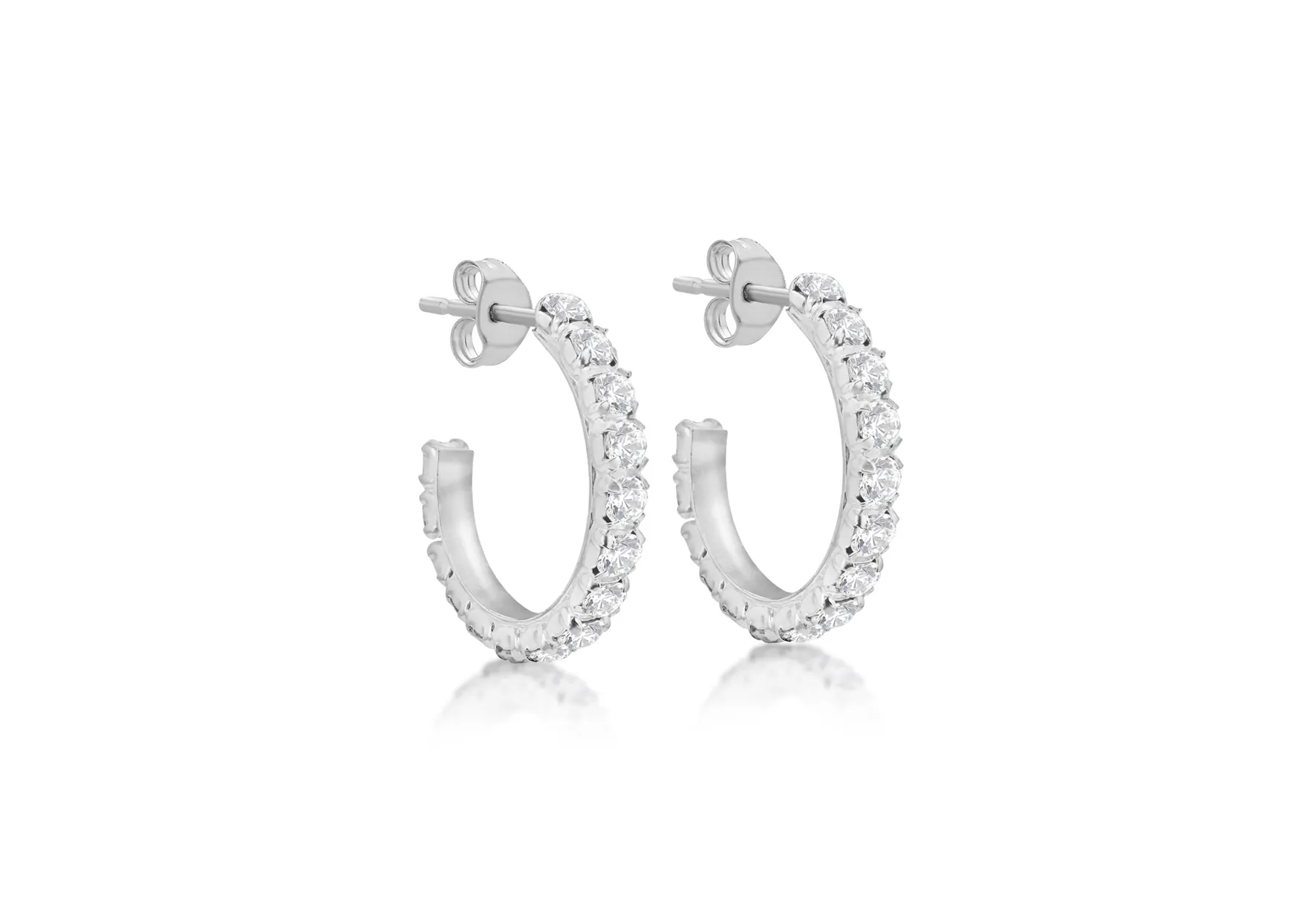 Sterling Silver Crystal Hoop Earrings