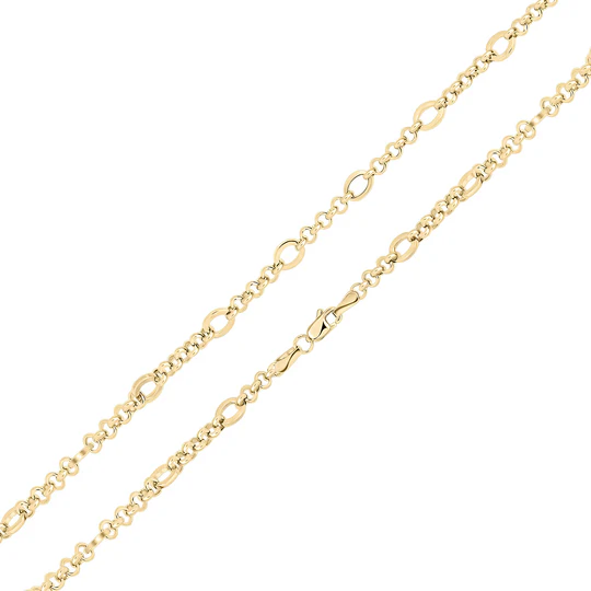 9ct Yellow Gold 18' 4mm Oval Round Figaro Necklace