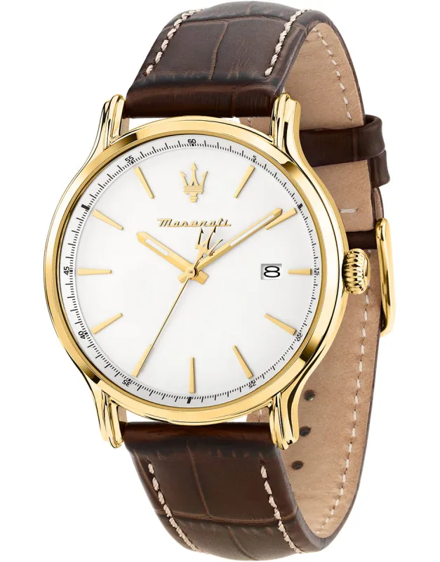 Maserati Epoca Slim 40mm 3h Silver Dial Brown Strap R8851118018