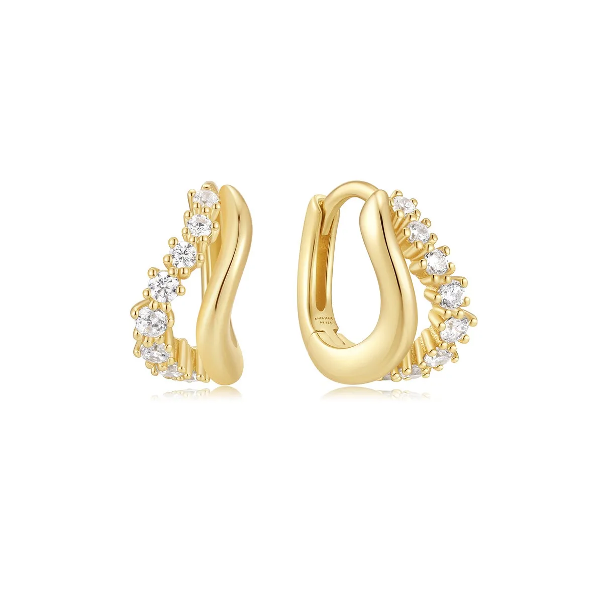 Ania Haie Gold Duet Wave Huggie Hoop Earrings
