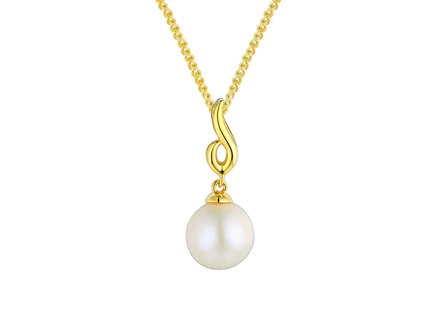 9ct Yellow Gold Round Drop Pearl Pendant