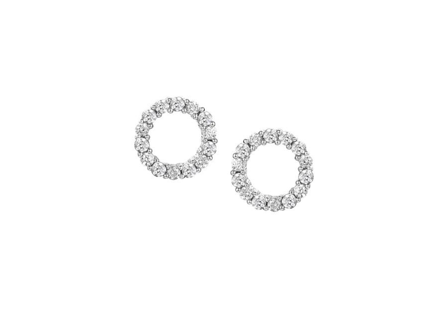 Sterling Silver Cz Open Circle Stud Earrings