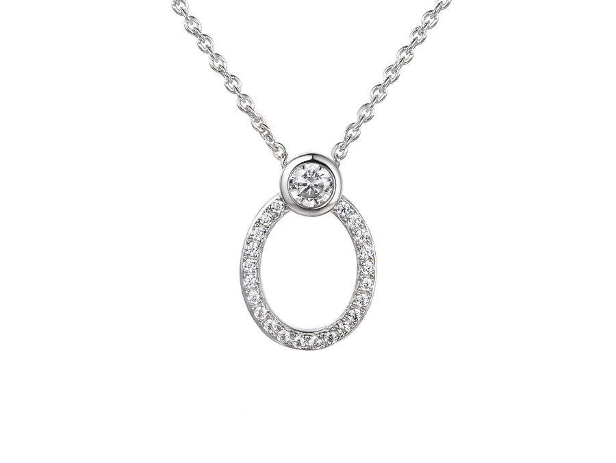 Sterling Silver Cz Open Necklace 