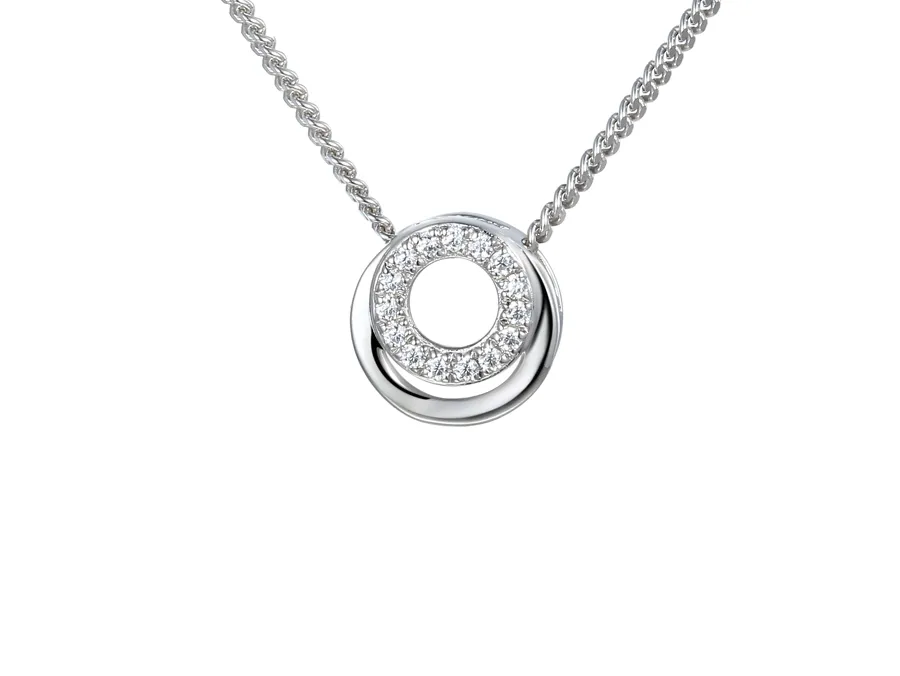 Sterling Silver Round Cluster Cz Necklace