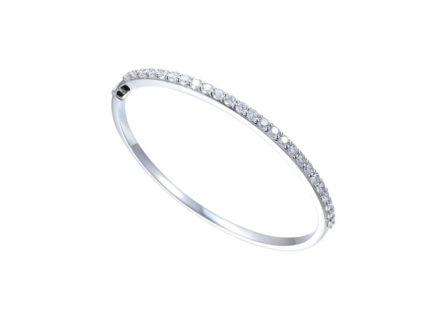 Sterling Silver Claw Set Cz Bangle