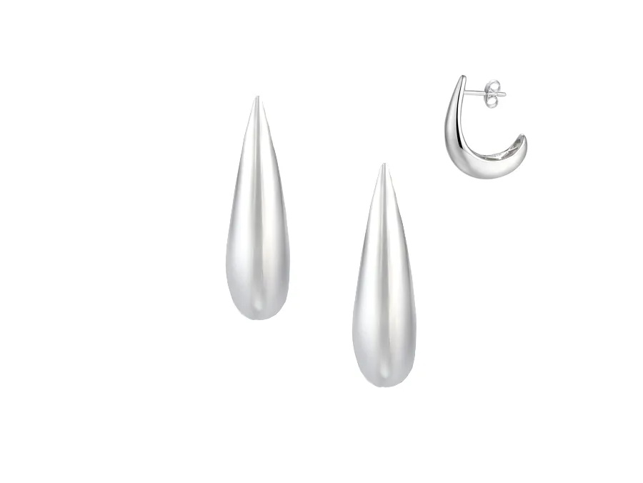 Sterling Silver Half Hoop Chunky Earrings
