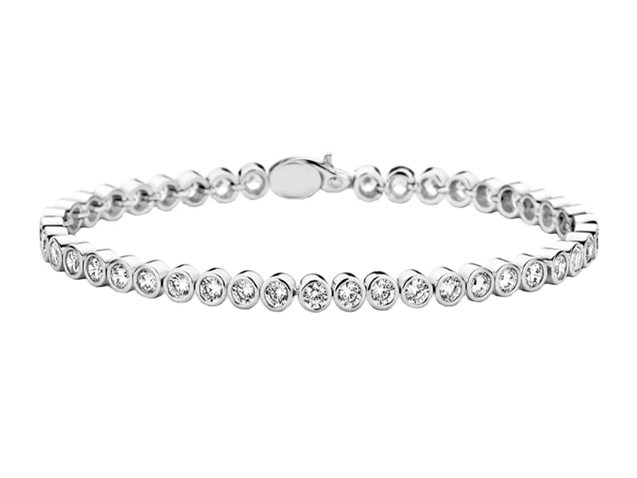Sterling Silver Rubover Cz Bracelet