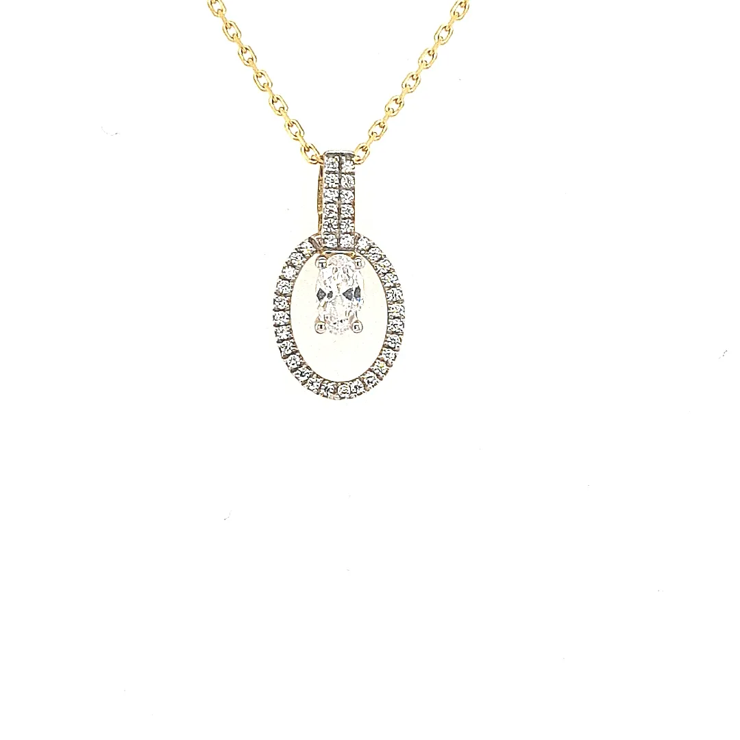 9ct Yellow Gold Oval Drop Pendant 9586