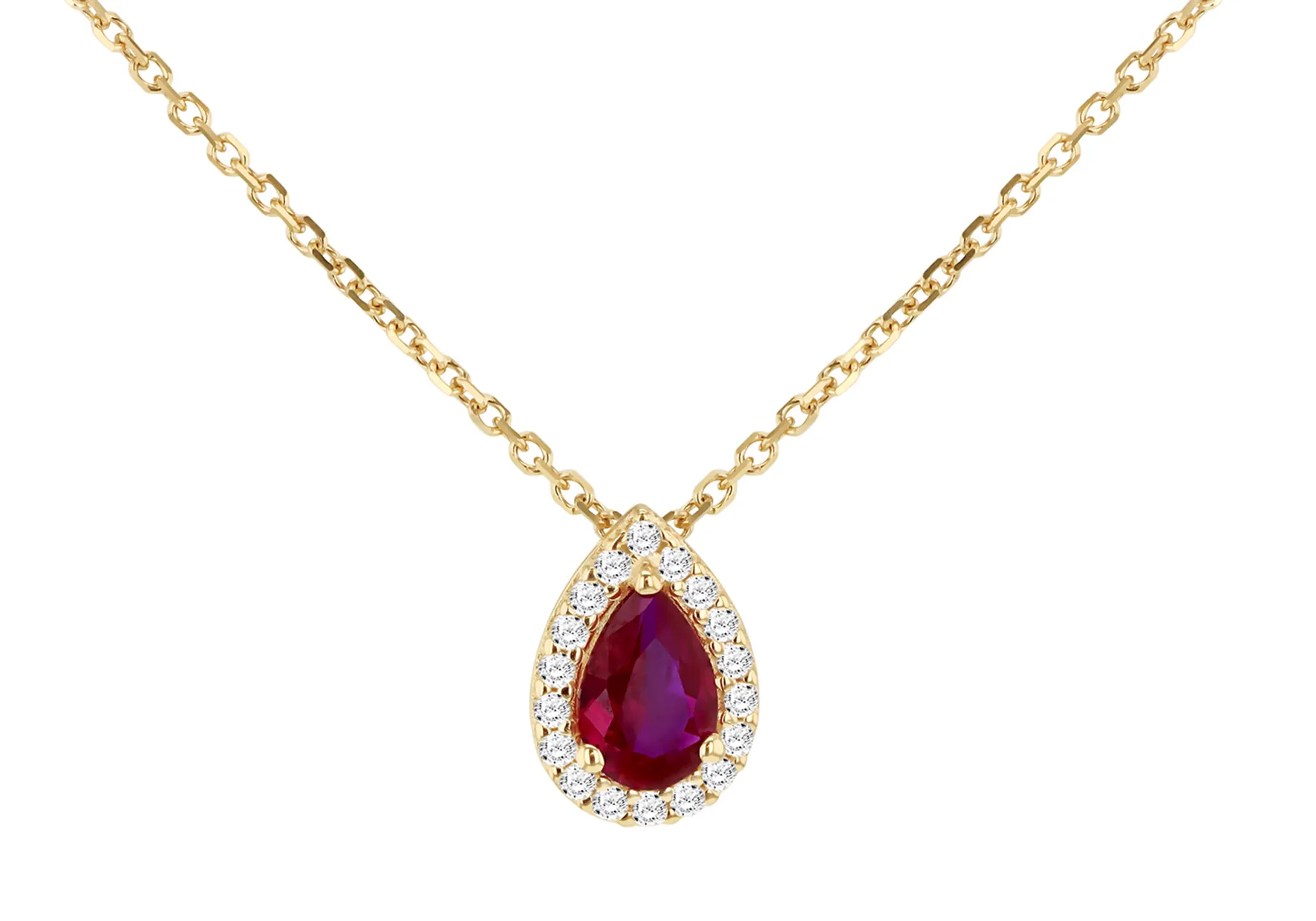 9ct Red Cz Teardrop Pendant