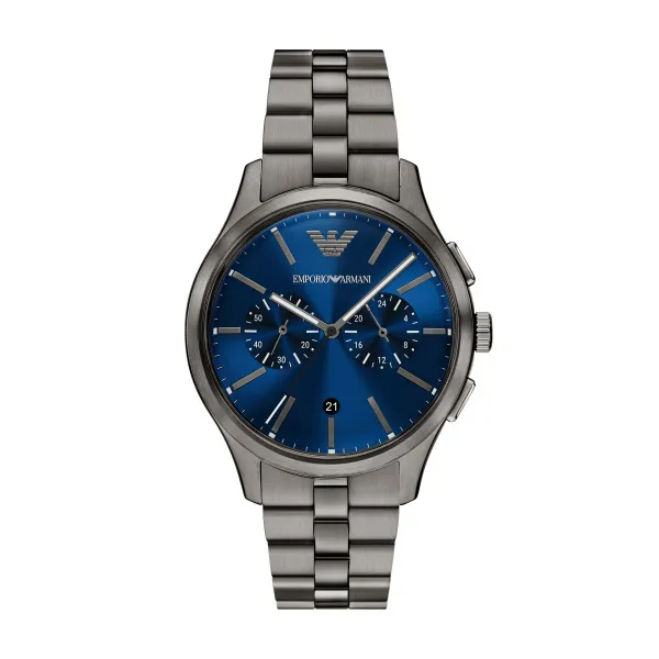 Emprio Armani Gunmetal And Blue Watch Ar11729