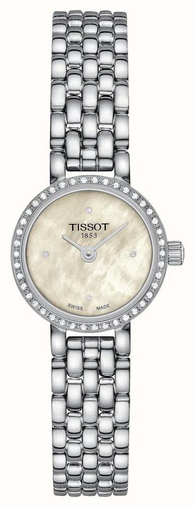 Tissot T Lovely Round Steel And Diamond Ladies Watch Mother Of Pearl Dial T1400096111600