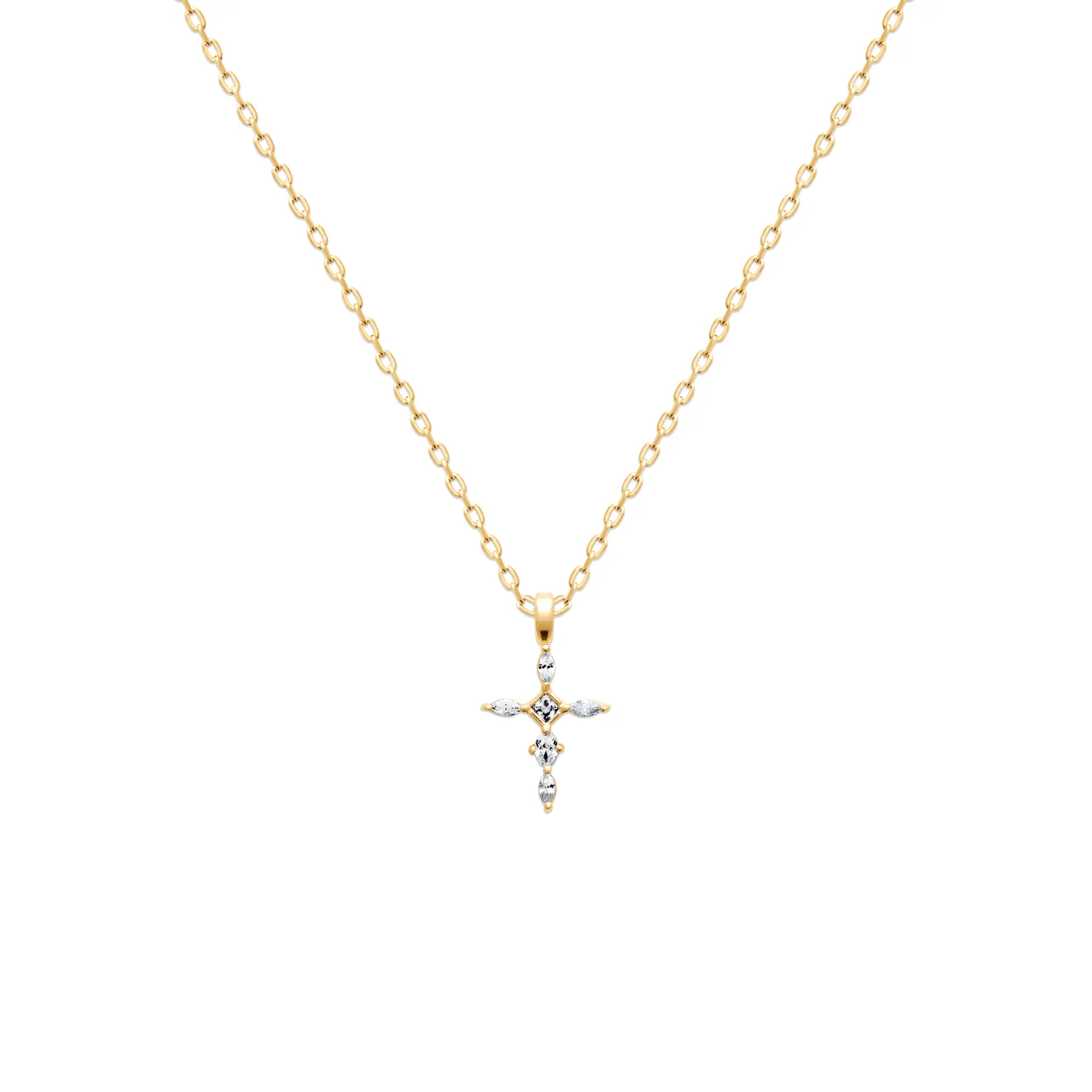 Burren Polar Light Cross Pendant White Cubic Zirconia 