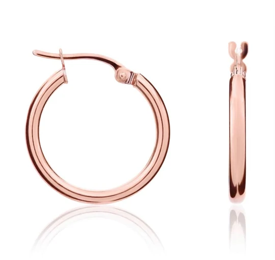 9CT Rose Gold Polished Round Hoop Earrings 18.5x2mm