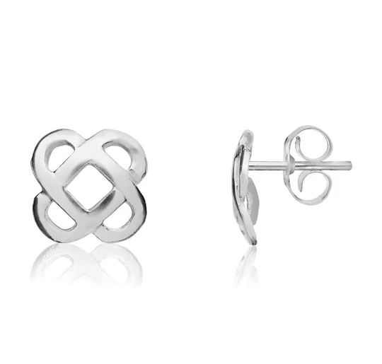 9ct White Gold Open Lattice Stud Earrings