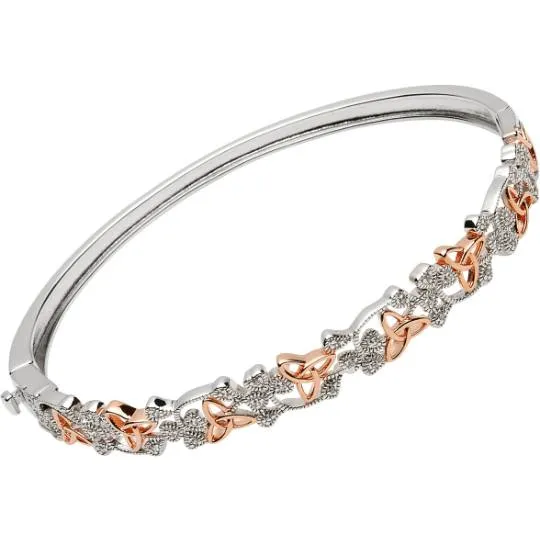Sterling Silver & Rose Gold Plated Celtic Bangle
