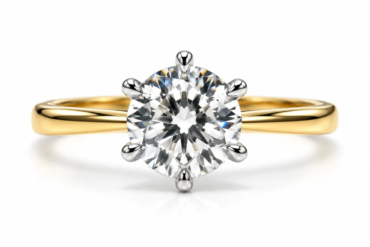 9ct Yellow Gold Six Claw Solitaire Cubic Zirconia Ring