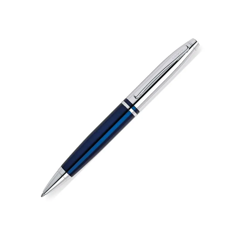 Cross Calais Chrome & Blue Lacquer Ballpoint Pen